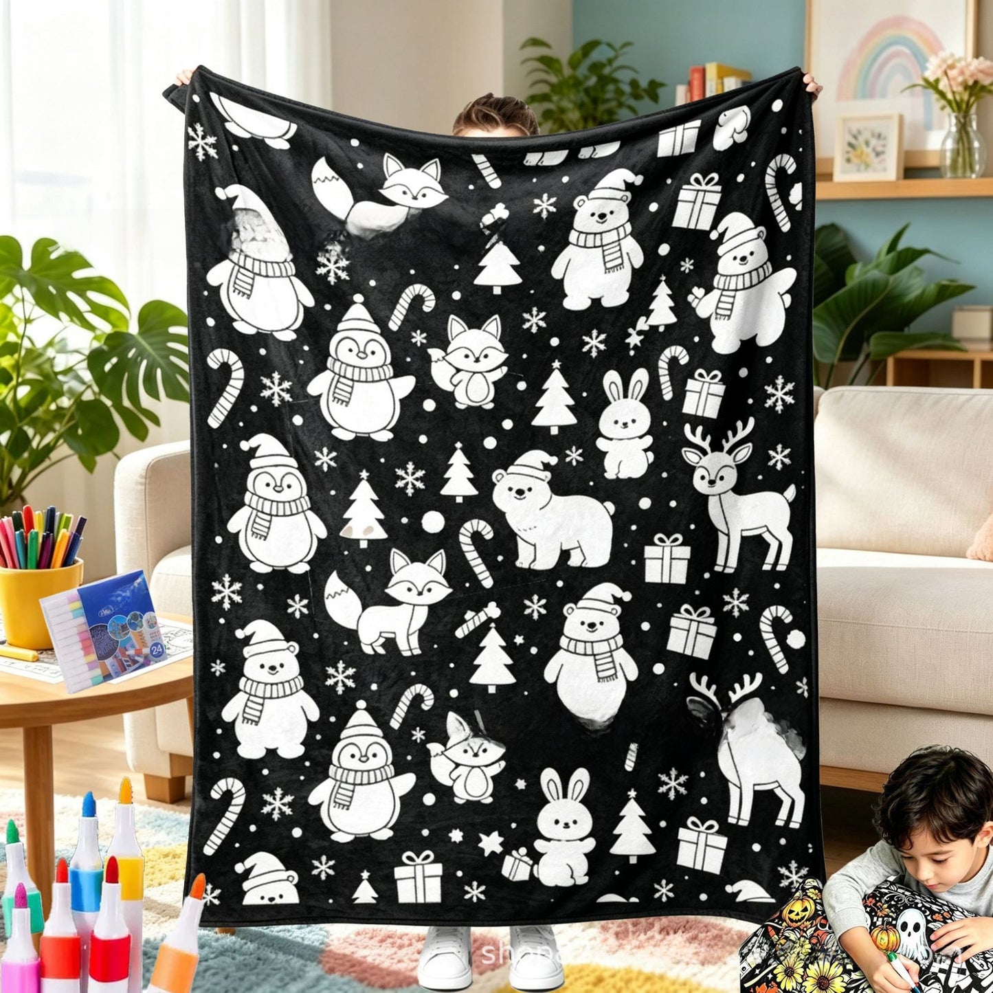 Color & Cozy Christmas Activity Blanket