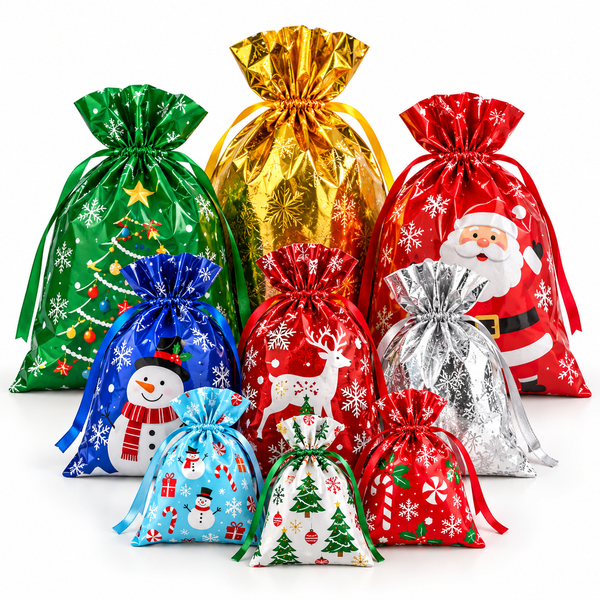 Festive Drawstring Gift Bags (32 Pack)