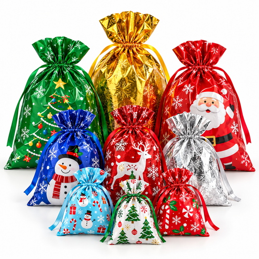 Festive Drawstring Gift Bags (32 Pack)