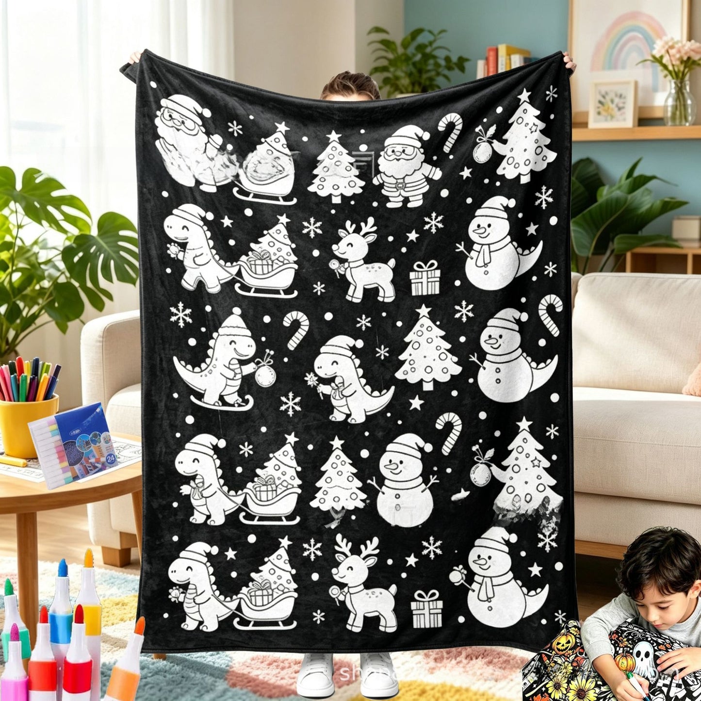 Color & Cozy Christmas Activity Blanket