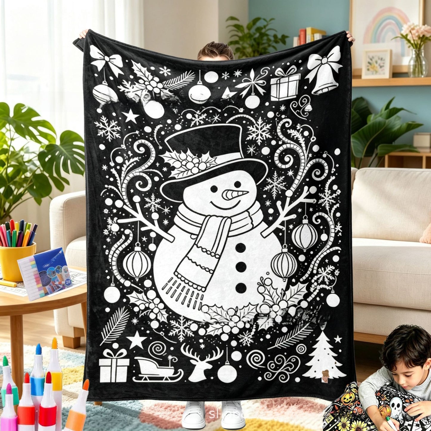 Color & Cozy Christmas Activity Blanket