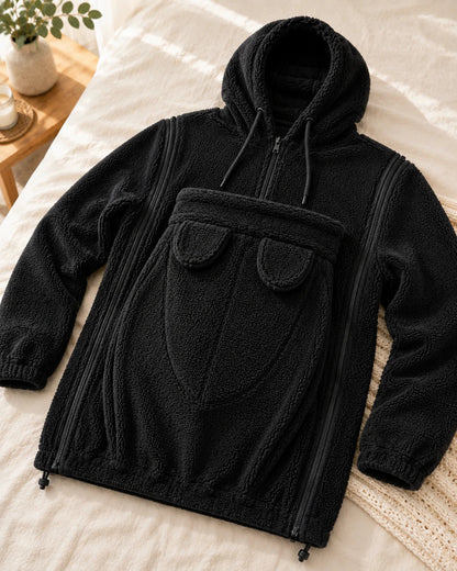 Black Everlittle SnuggleNest babywearing fleece hoodie product view