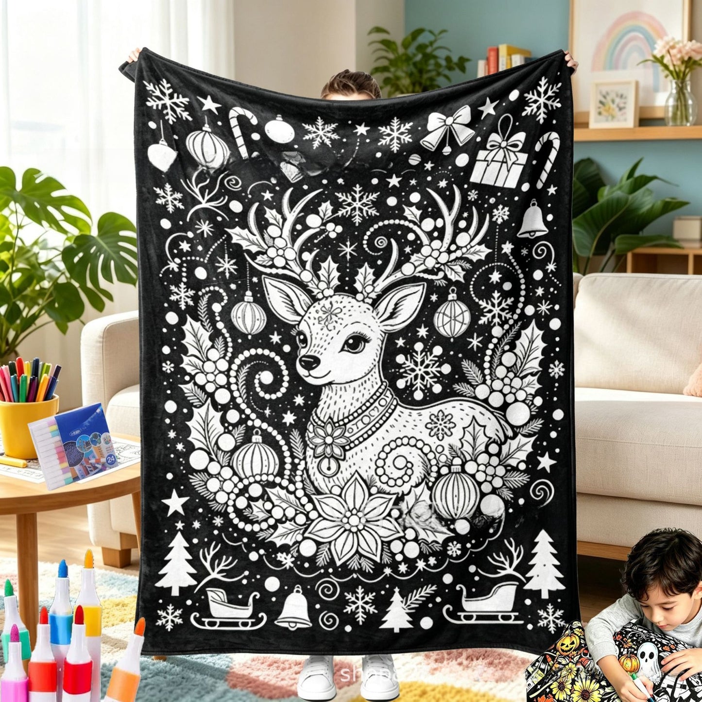 Color & Cozy Christmas Activity Blanket